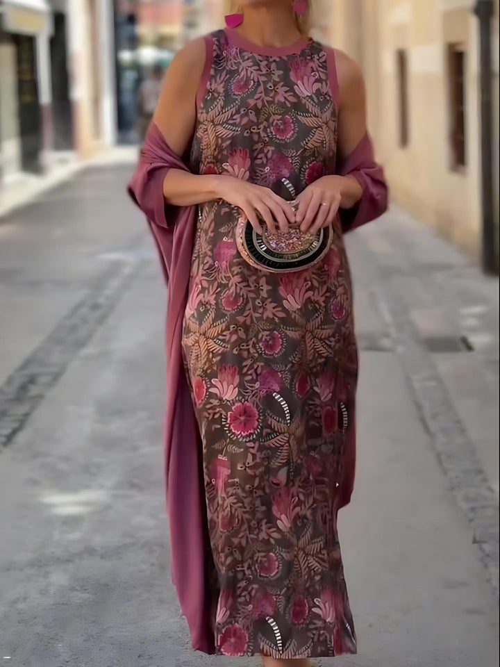 Bohemian Printed Maxi & Cardigan Set