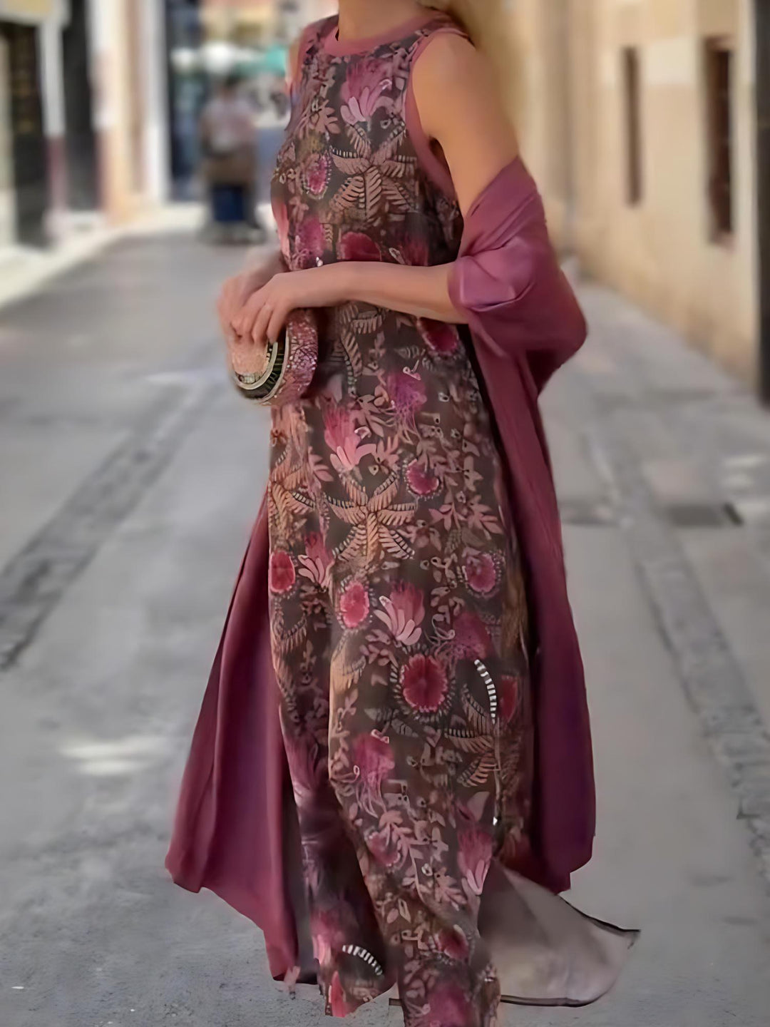 Bohemian Printed Maxi & Cardigan Set
