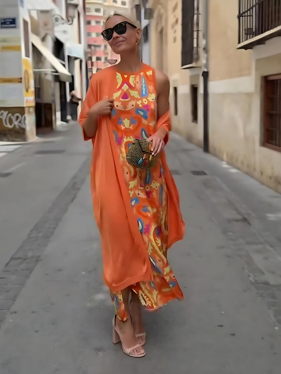 Bohemian Printed Maxi & Cardigan Set