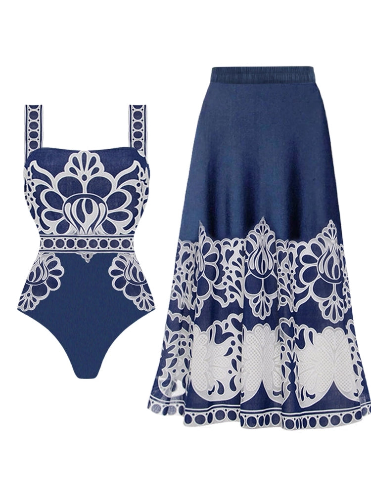 Set costume da bagno con stampa etnica