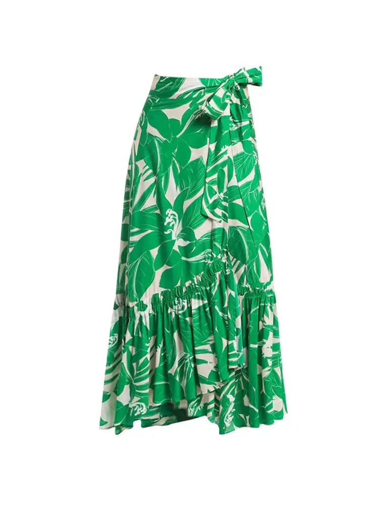Groene halter diep uitgesneden badpakset in één stuk