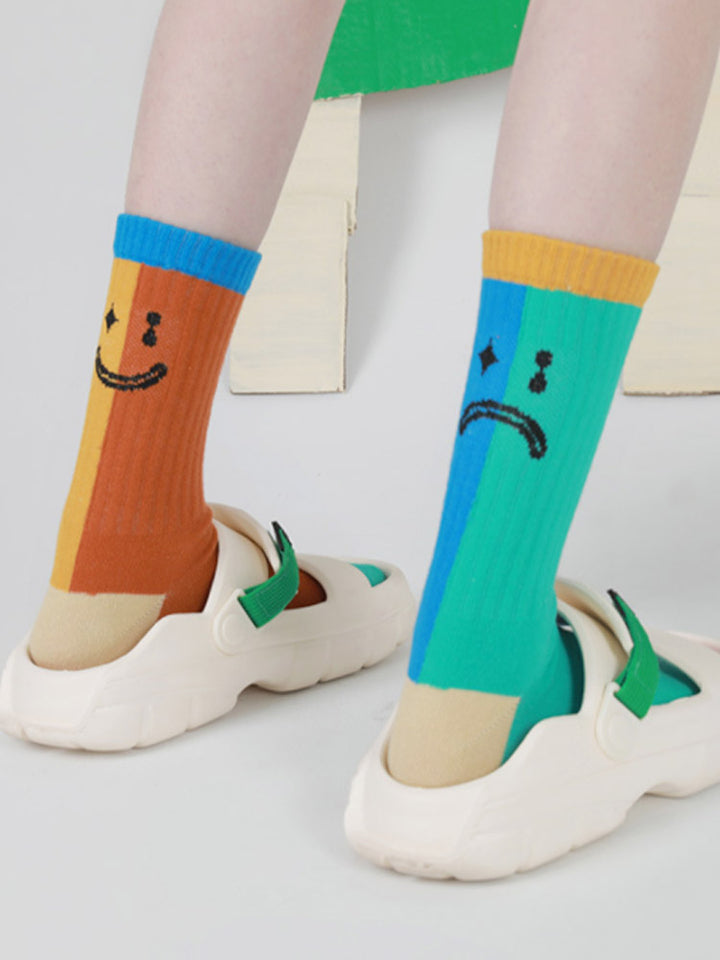 Ασύμμετρες βαμβακερές κάλτσες Color Block
