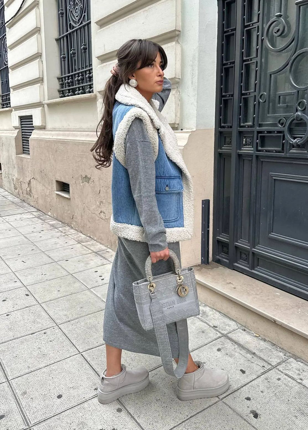 Gilet in finta lana denim