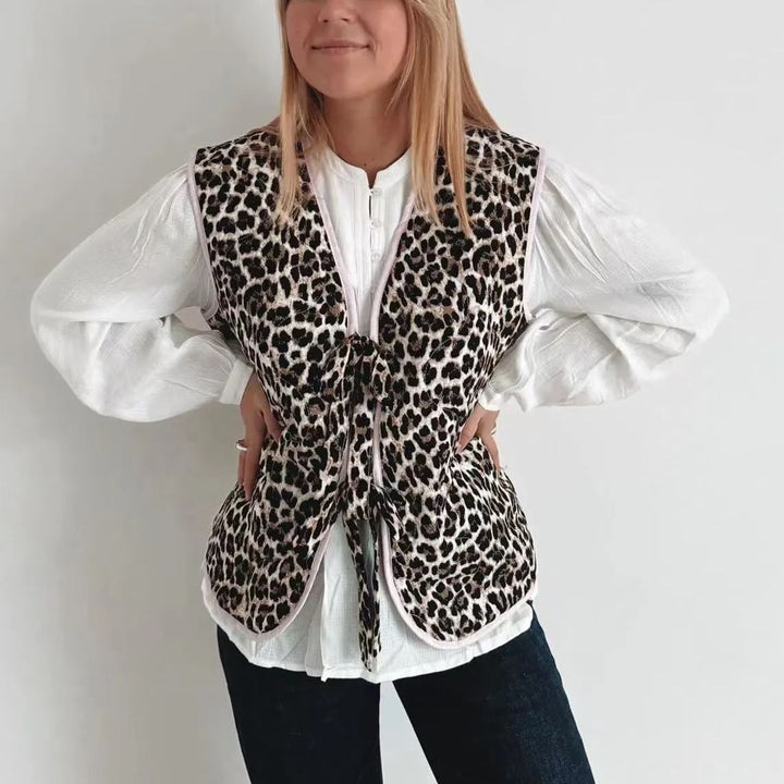 Leopard Print And Bow Waistcoat