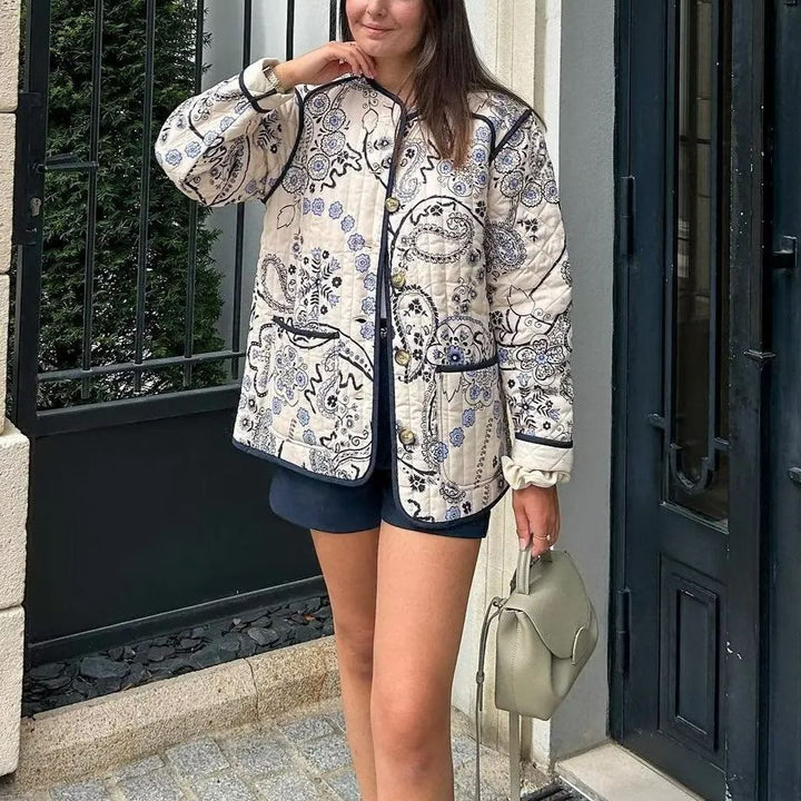 Veste matelassée à imprimé floral ethnique