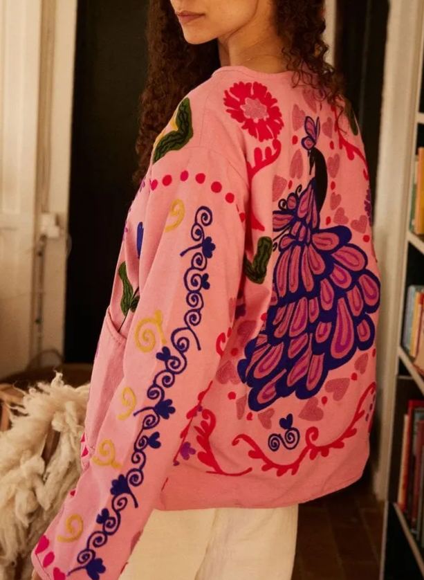 Cute Graffiti Style Print Manipis na Jacket