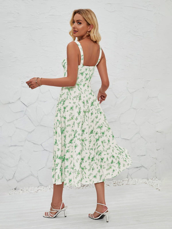 Kvinders ærmeløs blomstret sommer midi-kjole med benslids