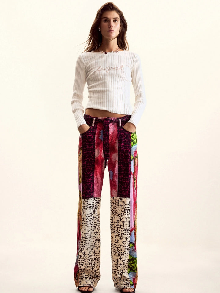 Patchwork Print Flow Pants