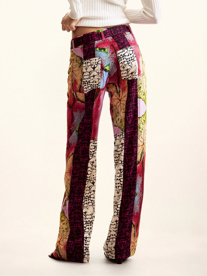 Patchwork Print Flow Pants