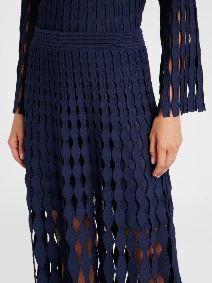 Navy Knit Sweater & Cutout Maxi Skirt Set
