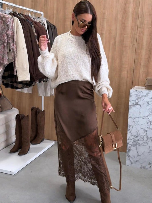 Satin Lace Skirt