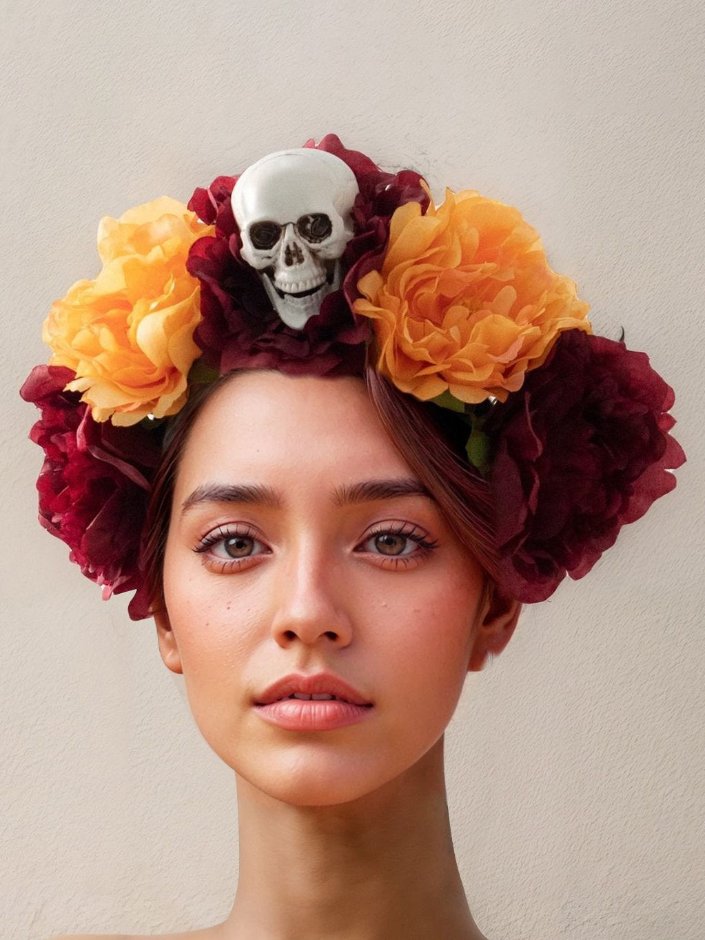 Diadema de flores y calaveras para Halloween