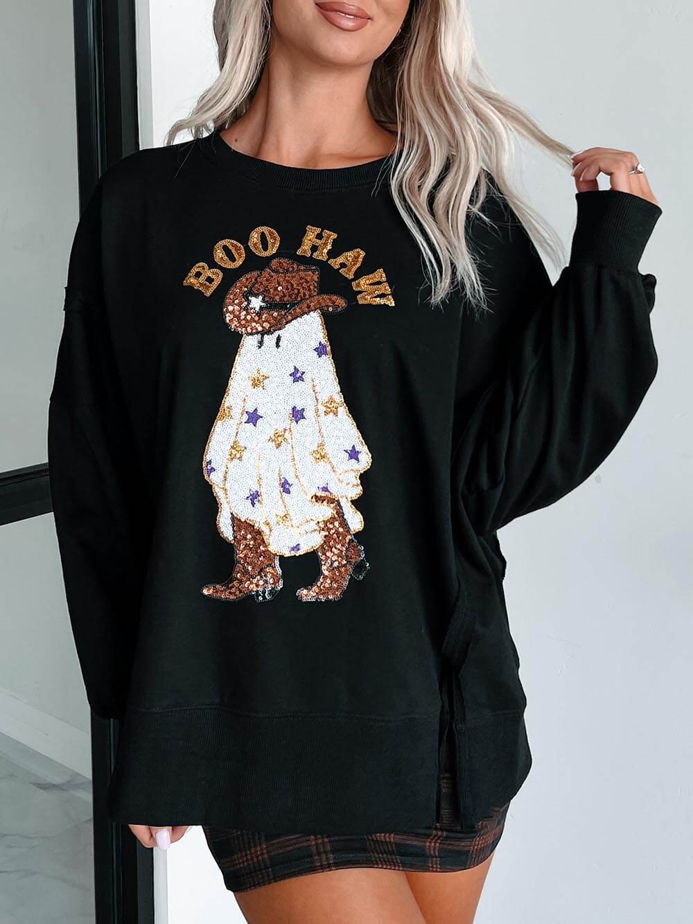 Halloween Ghost paillettenprint casual los sweatshirt