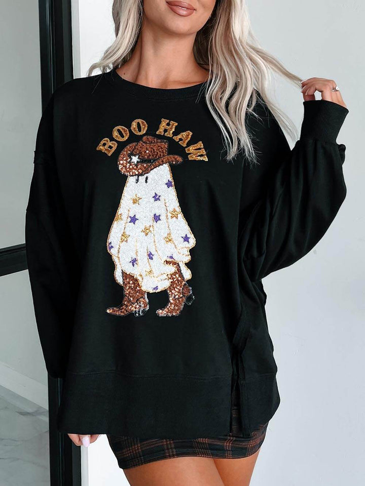 Halloween Ghost paillettenprint casual los sweatshirt