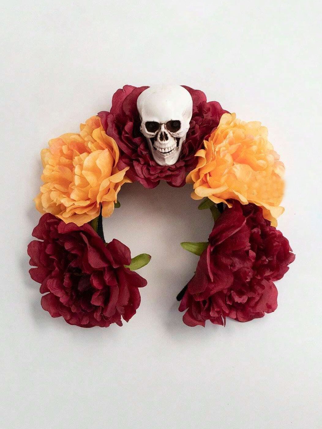 Bandeau à fleurs et crânes pour Halloween