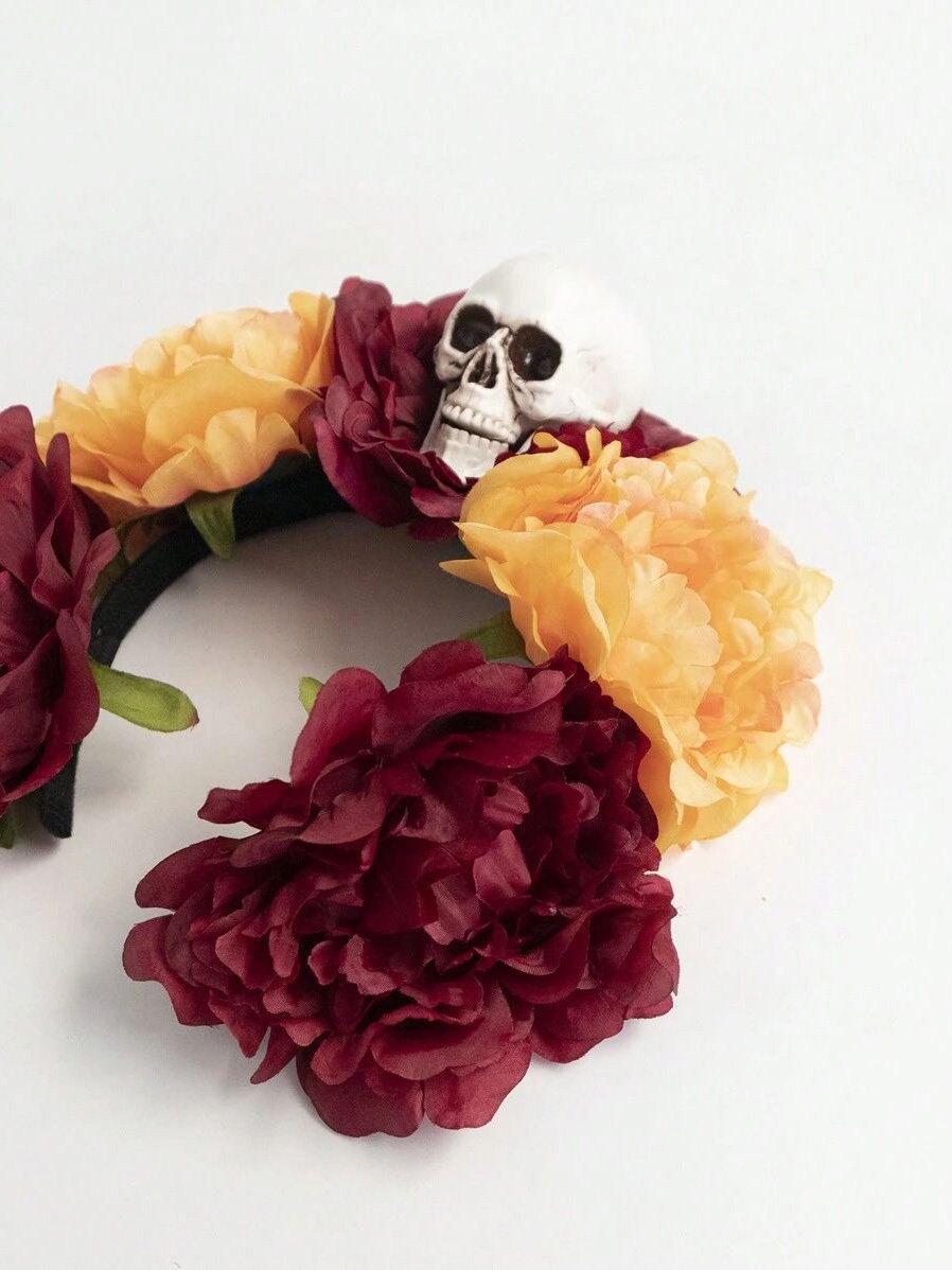 Halloween schedel bloemen hoofdband