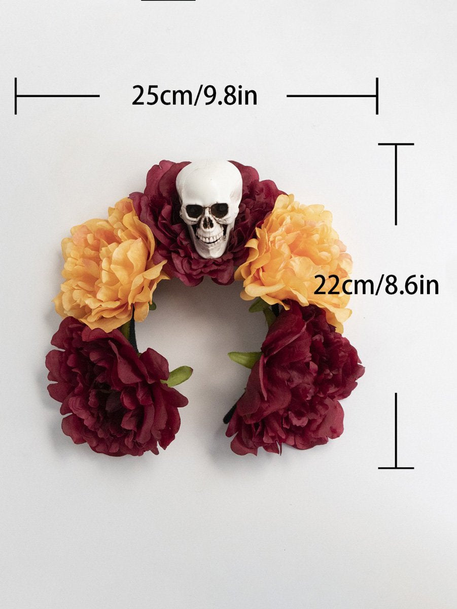 Diadema de flores y calaveras para Halloween