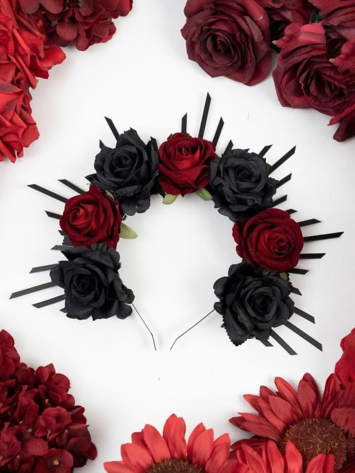 Rose Dark Bridal Headband