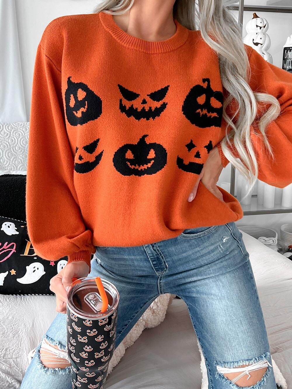 Dynie Carvin Dzianinowy sweter na Halloween