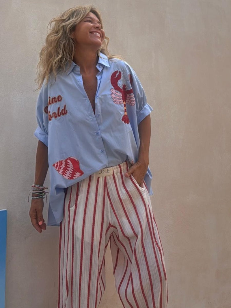 Lobster Embroidered Oversized Shirt