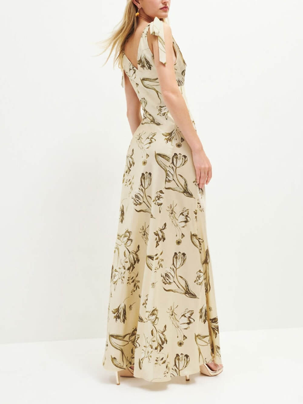 Leila Printed Knotted Flare Maxikjole