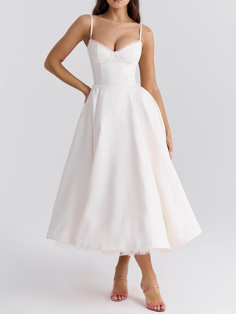 Witte Tule Midi-jurk