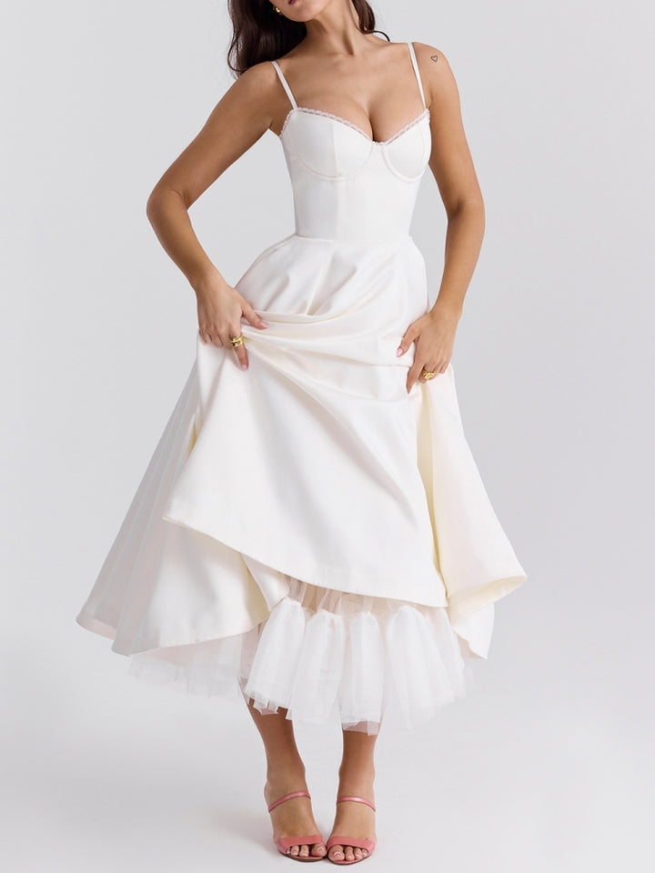 Witte Tule Midi-jurk