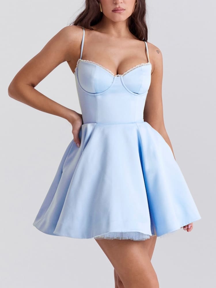 Assepoester blauwe Tule mini-jurk