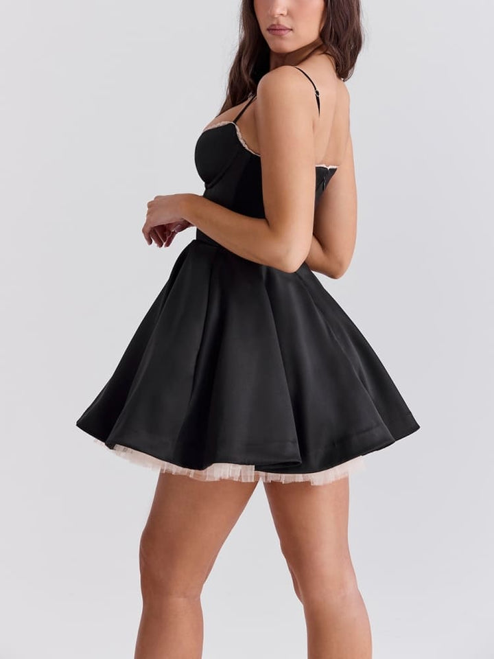 Siyah Tül Mini Elbise