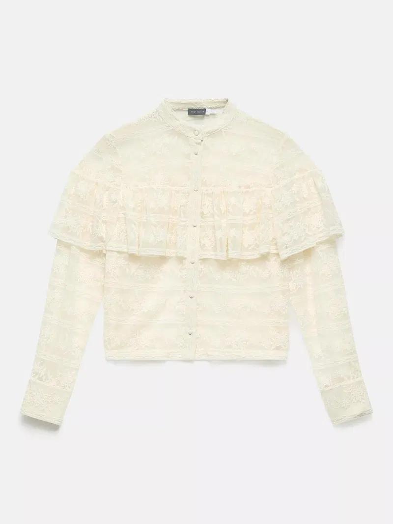 Bohemian Sheer Lace Ruffled Blouse