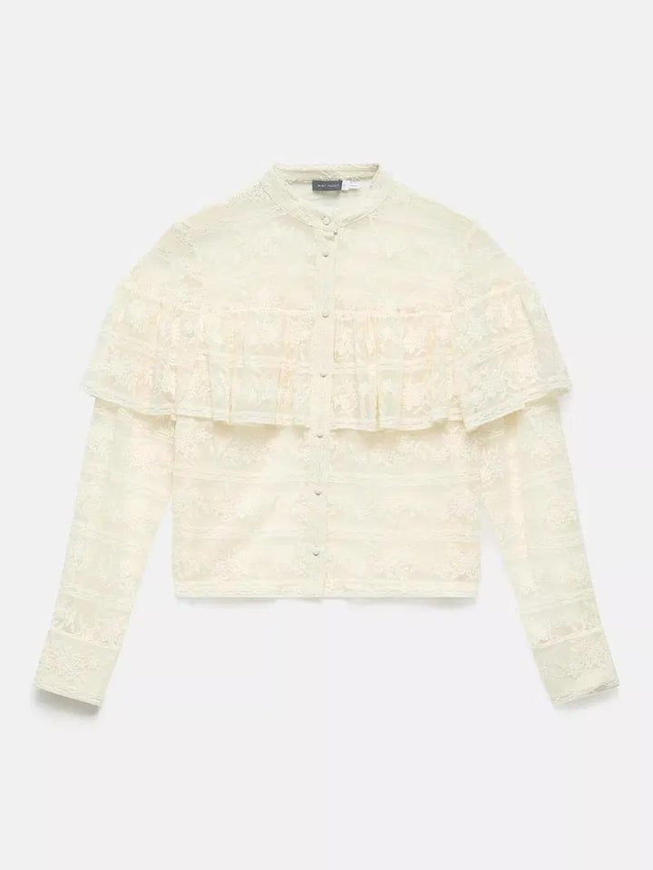 Bohemian Sheer Lace Ruffled Blouse