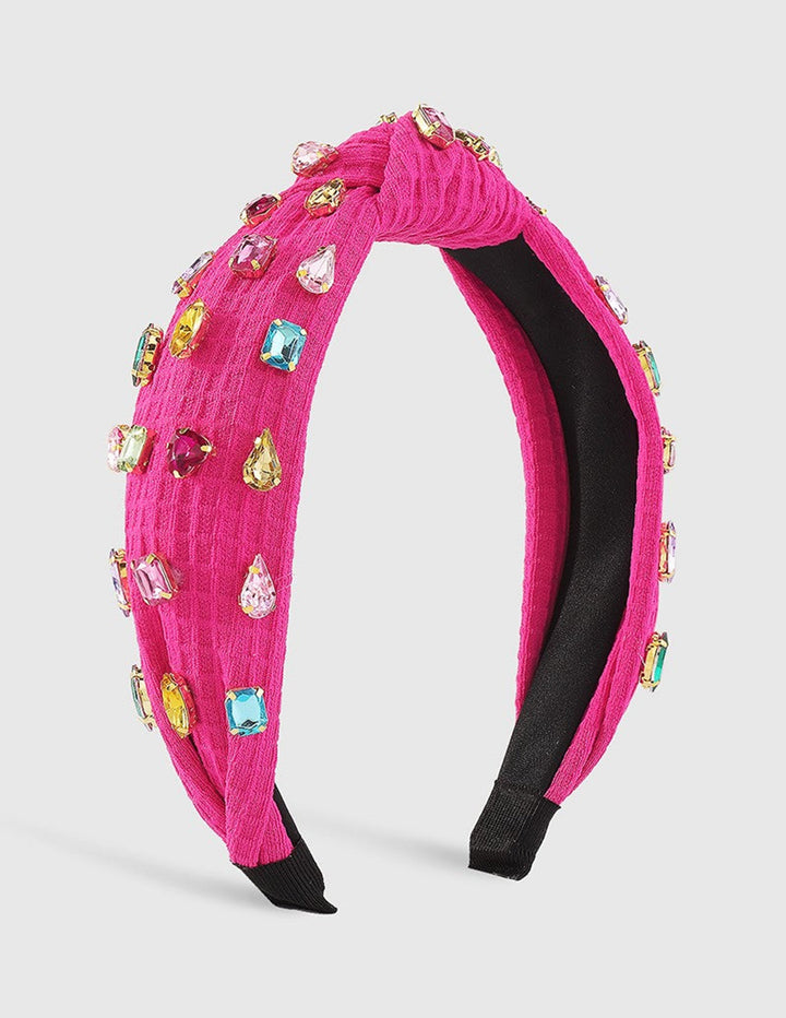 Banda pentru cap cu strasuri multicolore roz