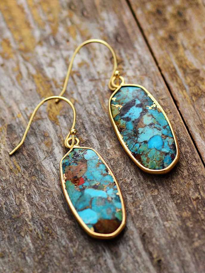 'Dhungal' Turquoise Drop Earrings - gold