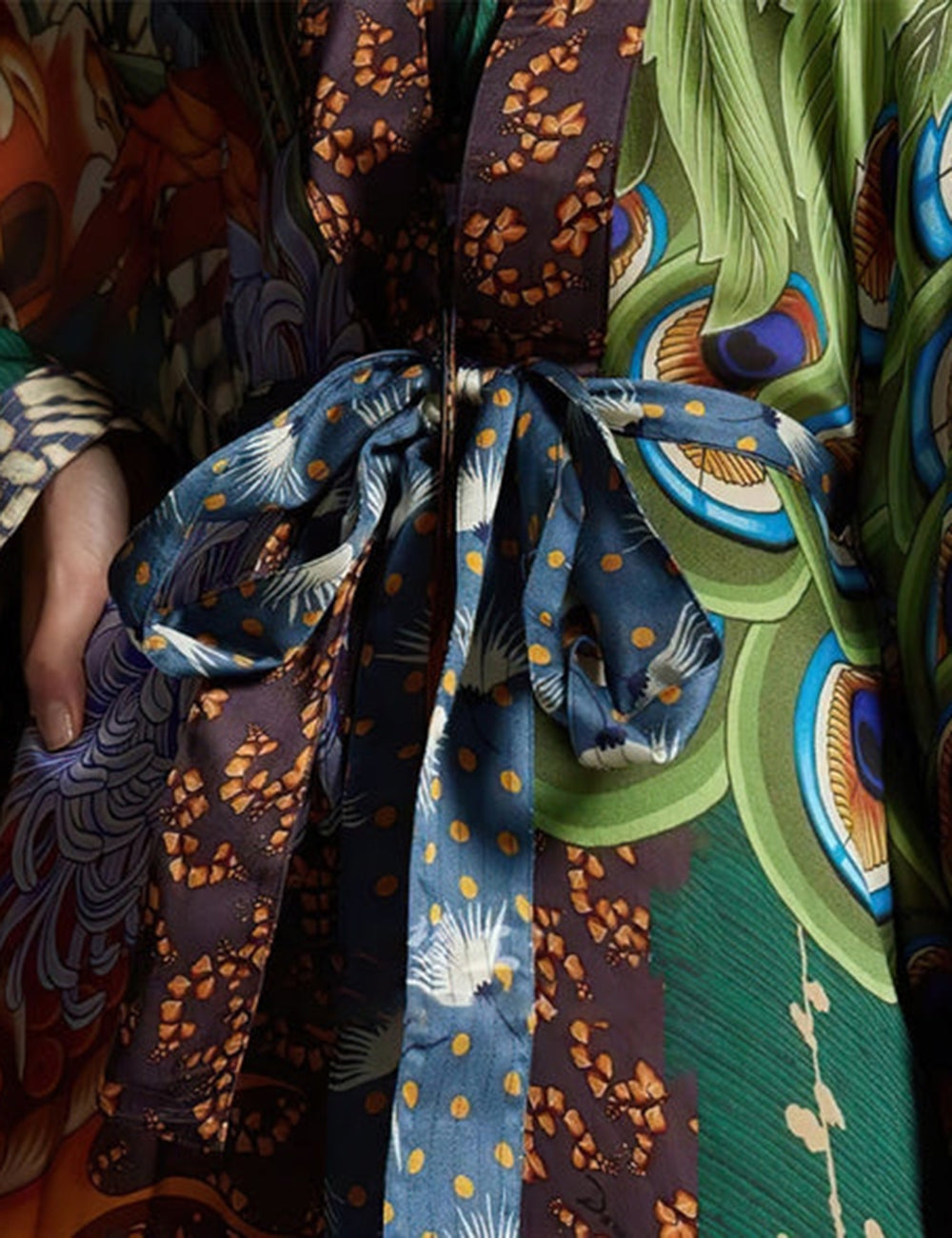 Phoenix Baskılı Kemerli Kimono