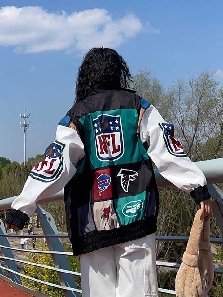 Chaqueta estilo gabardina de manga larga con bloques de color sueltos