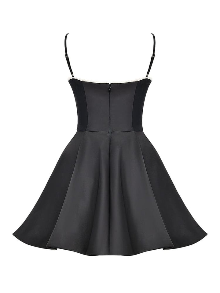블랙 튤 미니 드레스