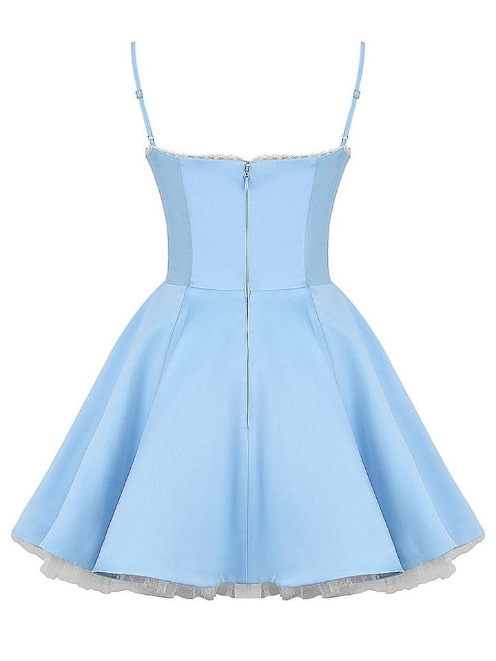 Assepoester blauwe Tule mini-jurk