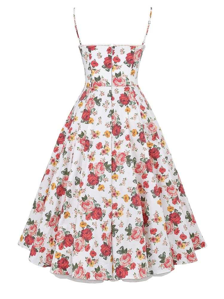 Italian Rose Print Tulle Midi Dress