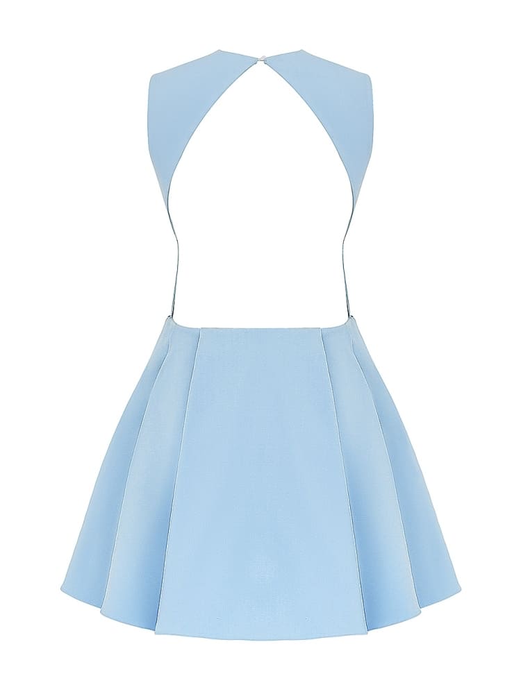 Toskańska niebieska sukienka mini z diagonalu