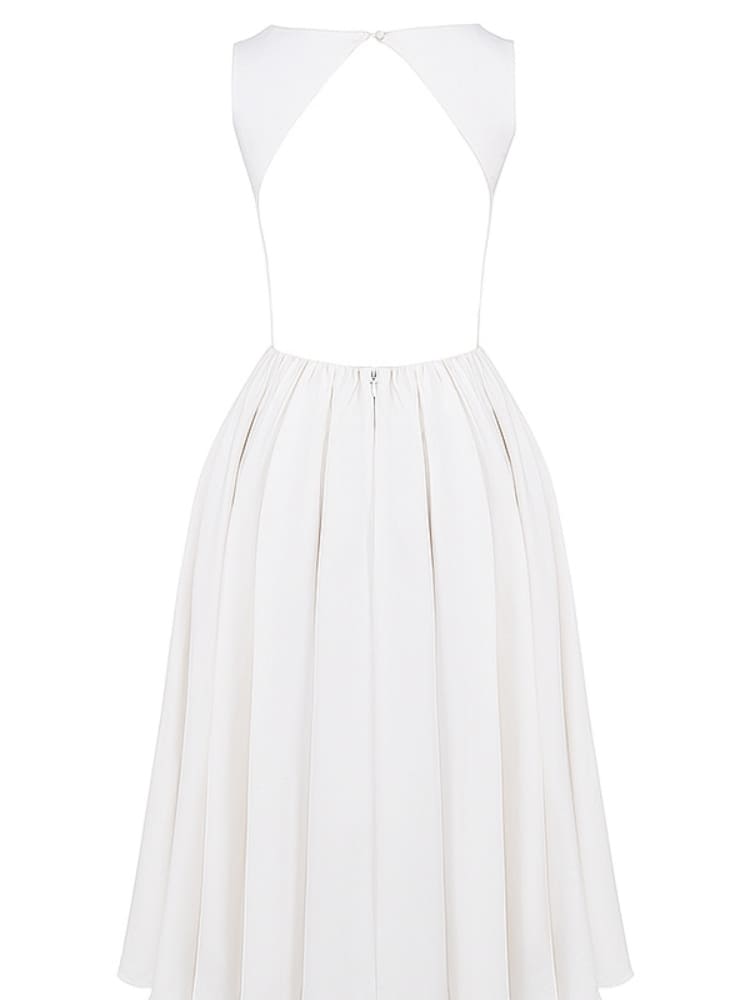 Weißes Midi-Sommerkleid aus Twill