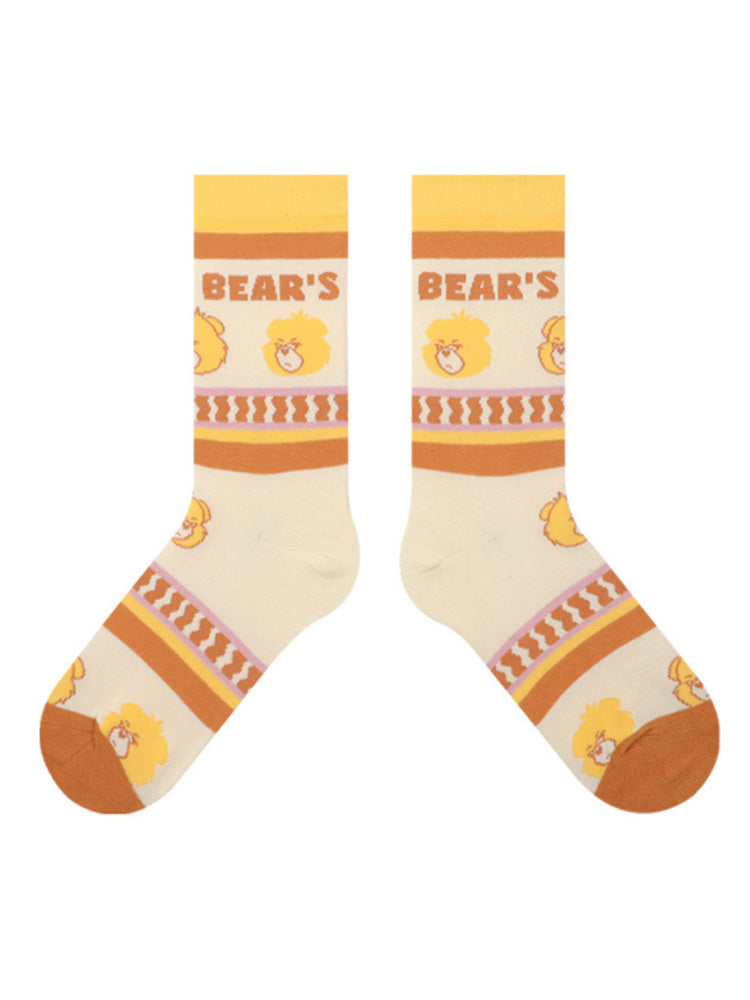 Roztomilý medvěd pruhované bavlněné ponožky