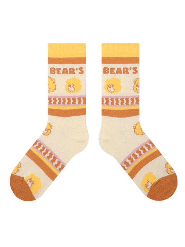 Schattige beer gestreepte katoenen sokken