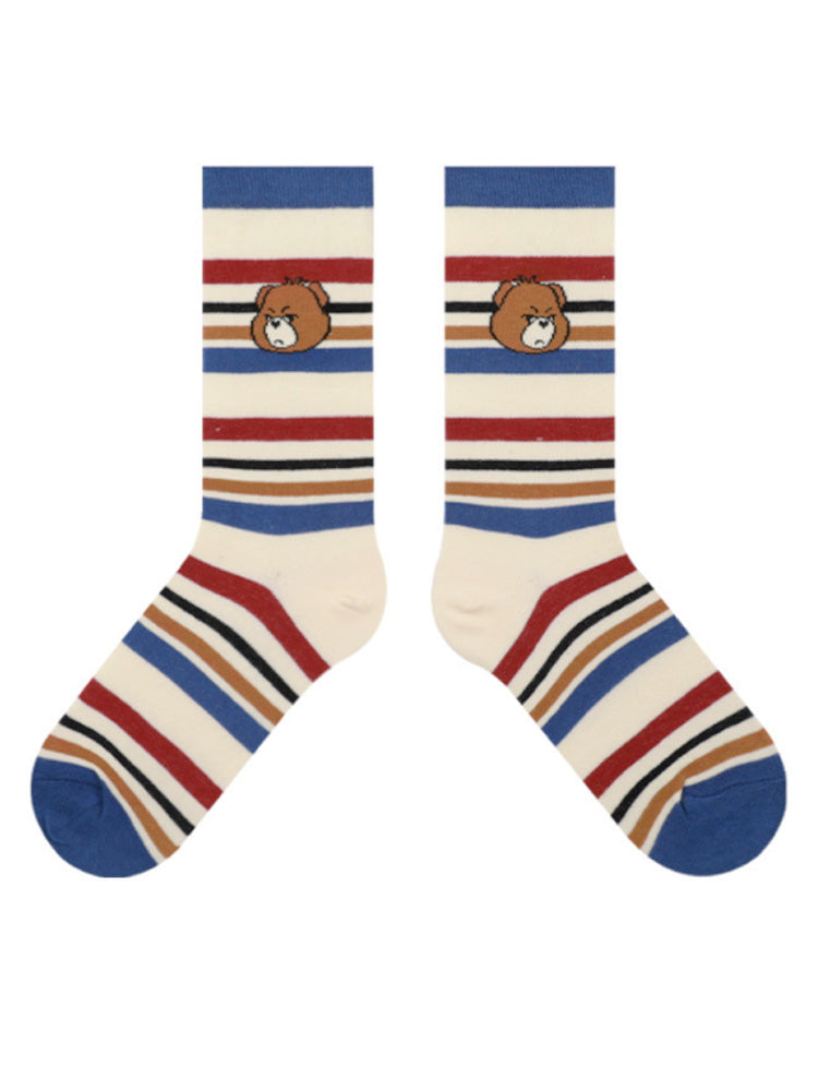 Schattige beer gestreepte katoenen sokken