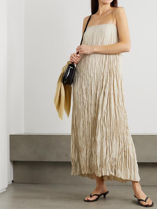 Crinkled Doll Maxi Dress - Neutrals